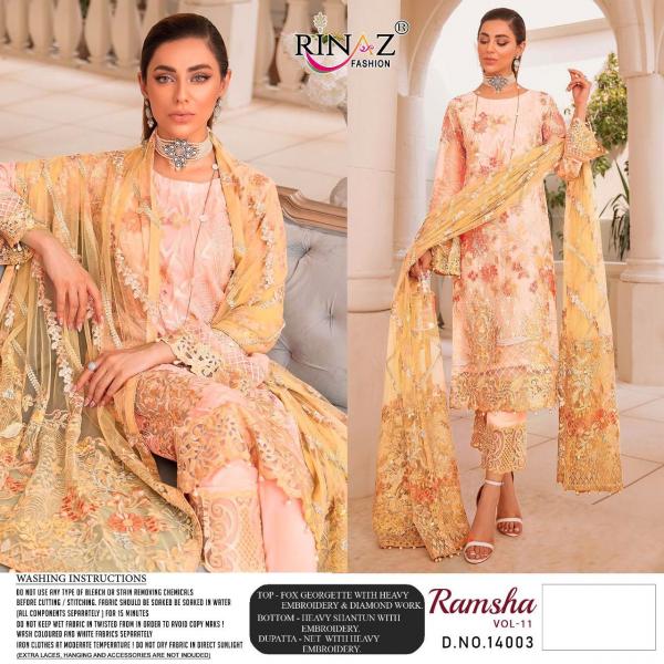 Rinaz Ramsha 11 Designer Georgette Embroidery Pakistani Salwar